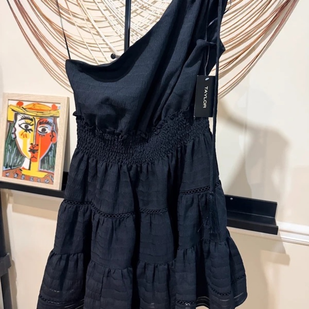 Taylor Girls Black Tiered Sundress with Smocked Waist